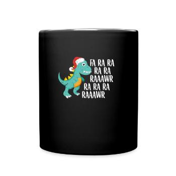 Dinosaurier Weihnachten - Tasse einfarbig - Schwarz - Vorne