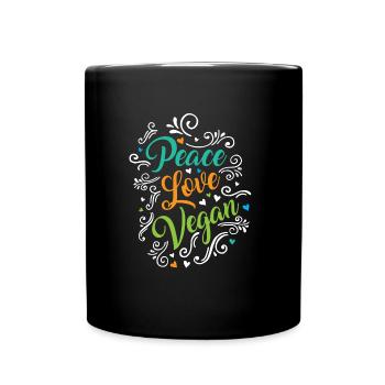 Peace Love Vegan - Tasse einfarbig - Schwarz - Vorne