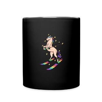 Licorne sur le cadeau de ski alpin alpin hiver - Mug uni - noir - Devant