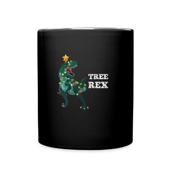 Dino T-Rex Christmas Santa Hat Dinosaur - Full Colour Mug - black - Front