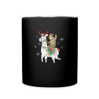 Alpaca Lama Christmas Funny Cool Gift - Full Colour Mug - black - Front