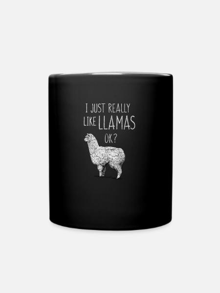 Alpaca Lama Christmas Funny Cool Gift - Full Colour Mug - black