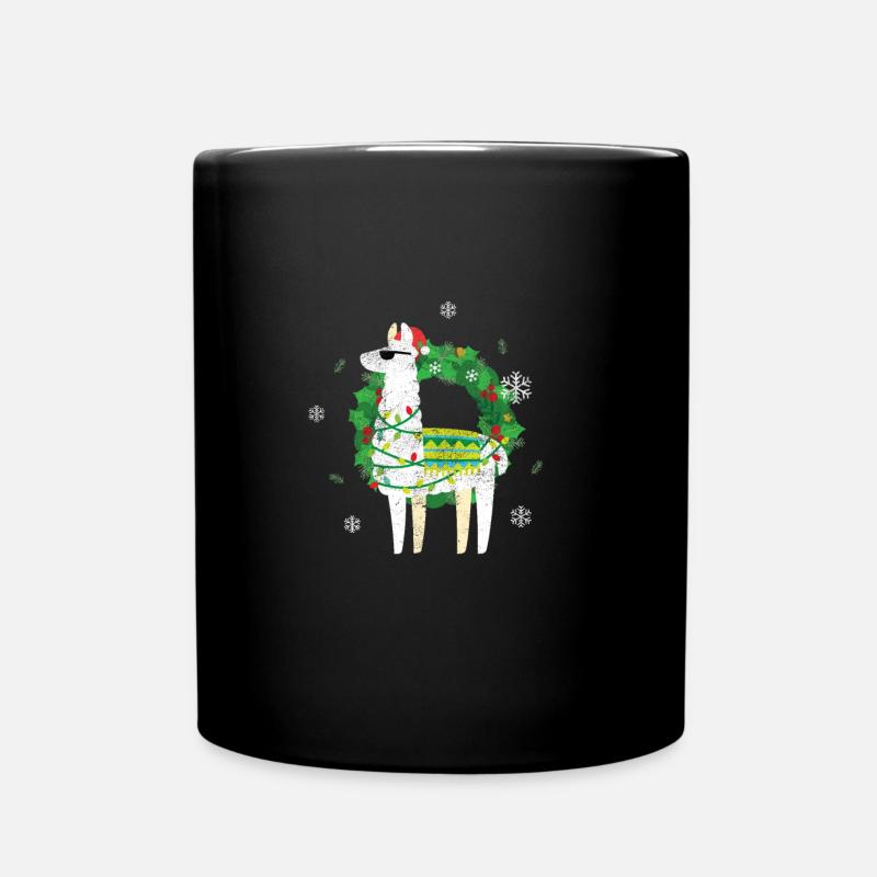 Alpaca Lama Christmas Funny Cool Gift - Full Colour Mug - black