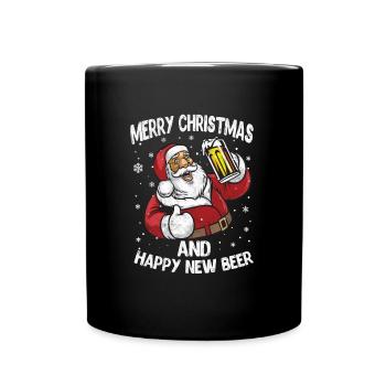 Merry Christmas and Happy New Year Beer Lover Gift - Full Colour Mug - black - Front