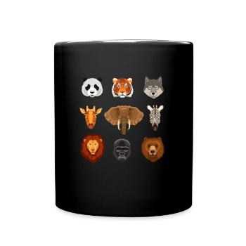 Animals Wilderness Panda Lion Wolf Giraffe Bear Gift - Full Colour Mug - black - Front