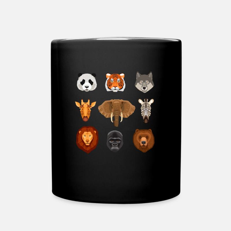 Tiere Wildnis Panda Löwe Wolf Giraffe Bär Geschenk - Tasse einfarbig - Schwarz