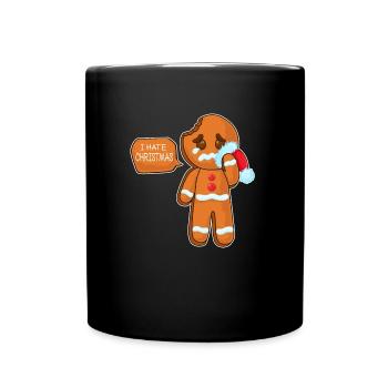 Anti Christmas Gingerbread Man I hate Christmas - Full Colour Mug - black - Front