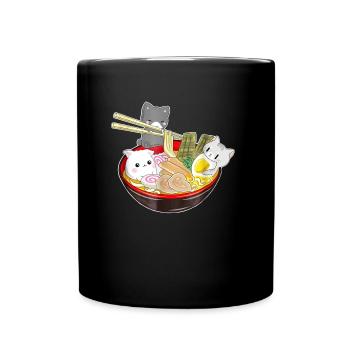 Katzen Japan Ramen Anime - Tasse einfarbig - Schwarz - Vorne