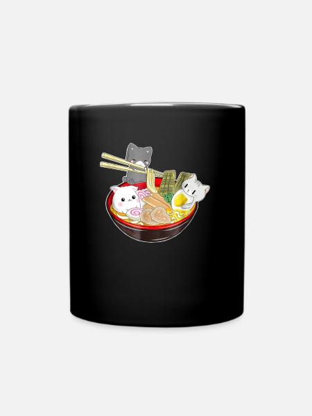 Chats Japon Ramen Anime - Mug uni - noir