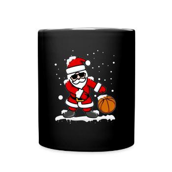 Flossing Weihnachtsmann Basketball - Tasse einfarbig - Schwarz - Vorne