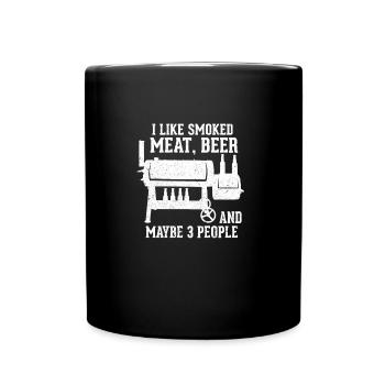 Smoker Grill Grillen BBQ Fleisch Bier Geschenk - Tasse einfarbig - Schwarz - Vorne