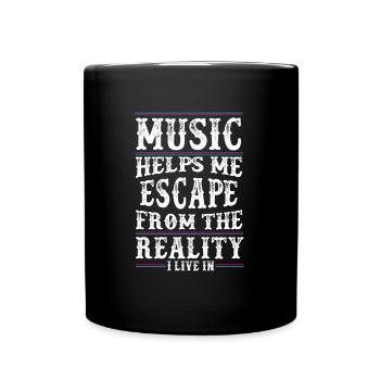 Music helps me - Music Love - Music Quote - Tasse einfarbig - Schwarz - Vorne