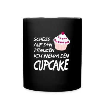 J’emmerde le prince Je prends le cupcake - Mug uni - noir - Devant