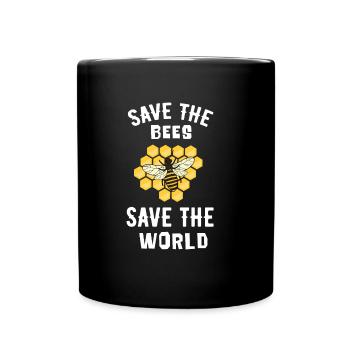 Save the bees, save the world - Full Colour Mug - black - Front