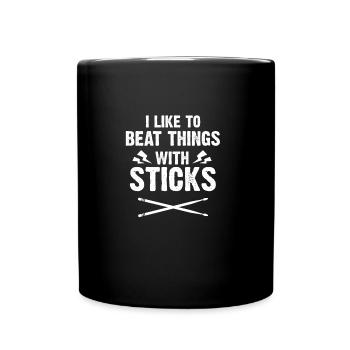 Schlagzeug Schlagzeuger Sticks Stöcke Geschenk - Tasse einfarbig - Schwarz - Vorne