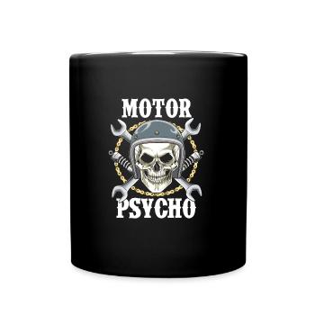 Motorcycle Gift Skulls Biker Psycho - Full Colour Mug - black - Front