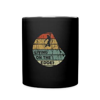 Living on the edge - Klettern, Bouldern, Climb - Tasse einfarbig - Schwarz - Vorne
