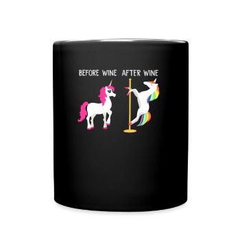 Betrunkenes Strippendes Einhorn Wein - Tasse einfarbig - Schwarz - Vorne