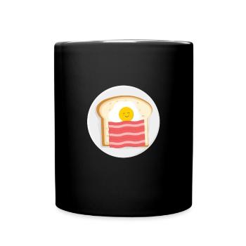 Toastbrot mir Spreck und Eiern - Tasse einfarbig - Schwarz - Vorne