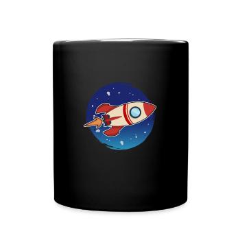 Fast Rocket Launches into space - Full Colour Mug - black - Front