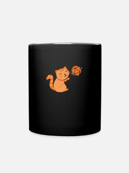 D20 Katze - Tasse einfarbig - Schwarz
