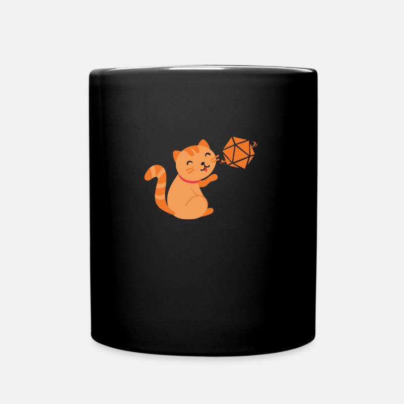 D20 Katze - Tasse einfarbig - Schwarz