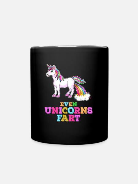 Furz Einhorn Regenbogen Pferd Mädchen Pups Pyjama - Tasse einfarbig - Schwarz