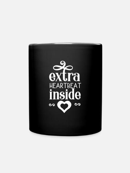Baby Heartbeat Pregnant Ninth Month Gift - Full Colour Mug - black