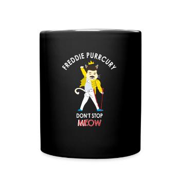 Freddie Purrcury Cat Rock Singer Music Gift - Full Colour Mug - black - Front