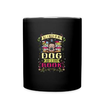 Lesen Geschenk Hunde Bücher Literatur - Tasse einfarbig - Schwarz - Vorne