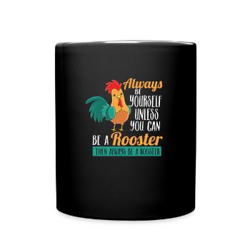 Hahn Geschenk Gockel Hühner Bauernhof - Tasse einfarbig - Schwarz - Vorne