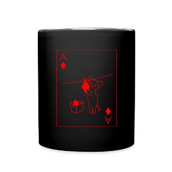spielkarte poker katze - Tasse einfarbig - Schwarz - Vorne