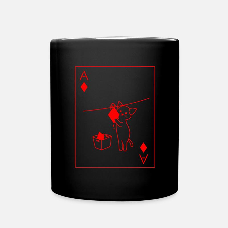 playing card poker cat - Full Colour Mug - black
