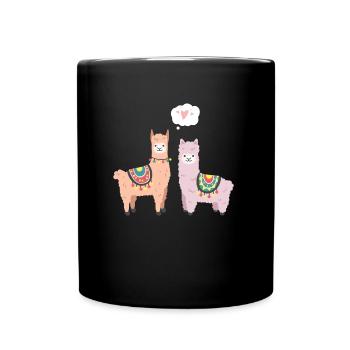 Alpaga Lama - Couple drôle - Cadeau Saint Valentin - Mug uni - noir - Devant
