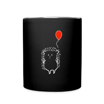 Süßer Igel Ballon Rot Kinder Kids Geschenk Familie - Tasse einfarbig - Schwarz - Vorne