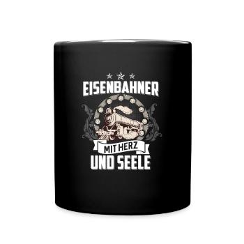 Eisenbahner mit Herz und Seele - Tasse einfarbig - Schwarz - Vorne