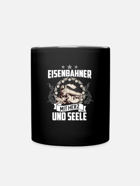 Eisenbahner mit Herz und Seele - Tasse einfarbig - Schwarz