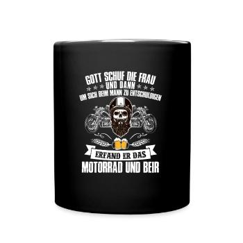 God created the beer & motorcycle - Full Colour Mug - black - Front