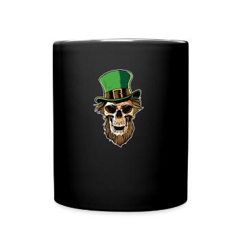 St Patricks Day Skull with Leprechaun Hat - Full Colour Mug - black - Front