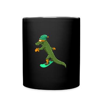 Crocodile Snowboard Gift Snowboarder Kids - Full Colour Mug - black - Front