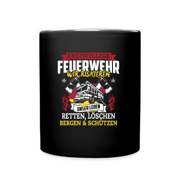 Service d’incendie volontaire, nous risquons notre vie - Mug uni - noir - Devant