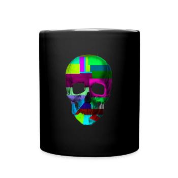 Farbenfrohes Totenkopf Shirt für Männer und Frauen - Tasse einfarbig - Schwarz - Vorne
