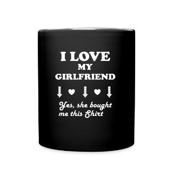LOVE COUPLE Design als Geschenk für Valentinstag - Tasse einfarbig - Schwarz - Vorne