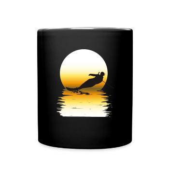 Waterskiing water sports T-shirt in the sunset - Full Colour Mug - black - Front