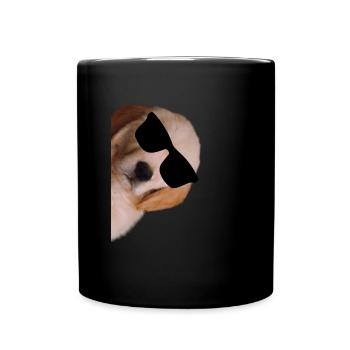 Labrador Welpe golden Retriever mit Sonnenbrille - Tasse einfarbig - Schwarz - Vorne
