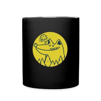 Wolf Cartoon Comic Rudel Beute Geschenk Idee Wild - Tasse einfarbig - Schwarz - Vorne