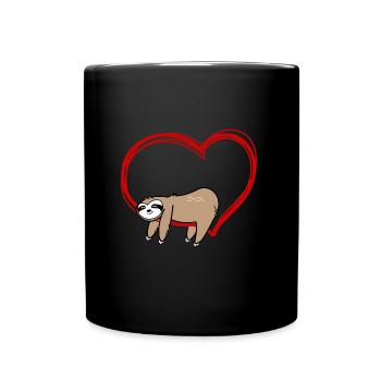 Faultier Herz Geschenk - Tasse einfarbig - Schwarz - Vorne