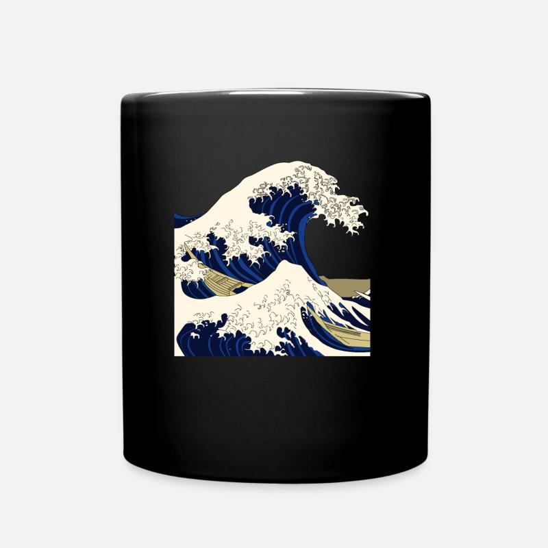 Wave Japan Japanese Kanagawa - Full Colour Mug - black