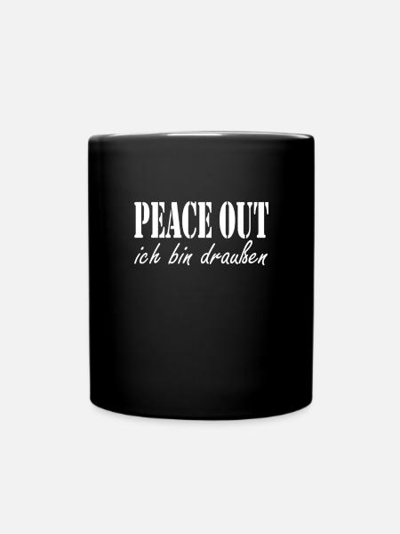 Assi Toni Spruch lustig Peace Out - Tasse einfarbig - Schwarz