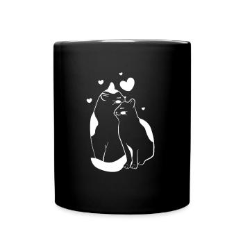 Chemise de couple · Chats perdus · Coeur - Mug uni - noir - Devant